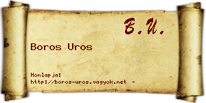 Boros Uros névjegykártya